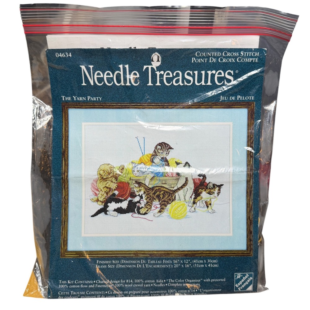 Needle Treasures Counted Cross Stitch Kit The Yarn Party 04634 Kittens Cats